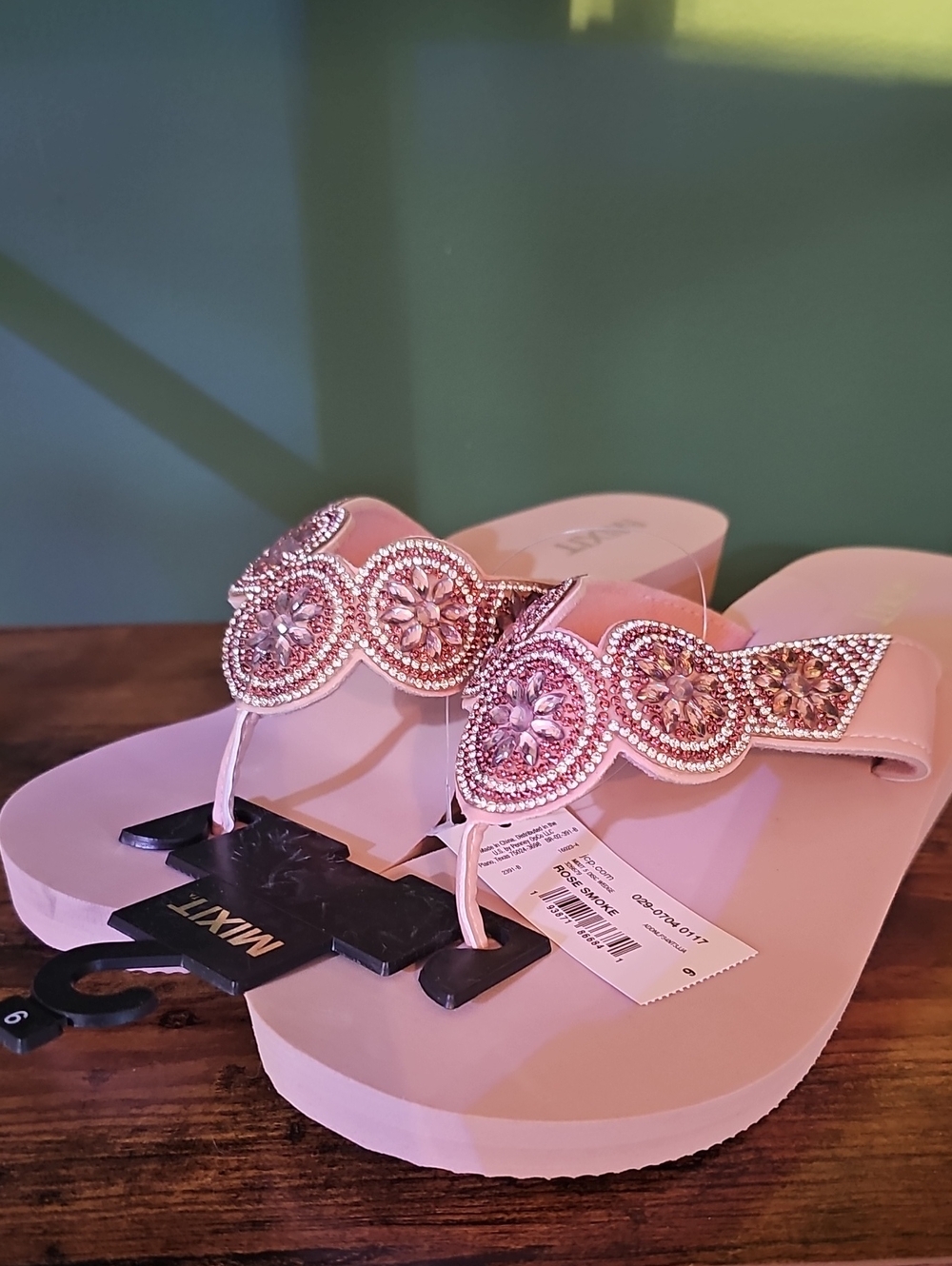 Mixit Blush Pink Jeweled Thong Sandals